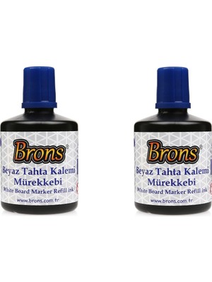 Brons Beyaz Tahta Kalemi Mürekkebi Mavi 100 cc. BR-354 2'li Paket