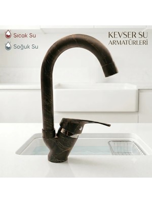 Kevser Siyah Sarı Kuğ Lavabo Bataryası