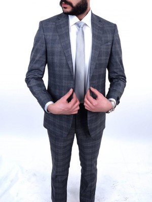 Jan Carlucci Regular Drop 6 Takım Elbise Erkek Renkli Kareli Regularfit Model