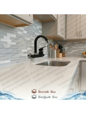 Kevser Mutfak Meriç Aplike Bataryası Kısa boru Siyah