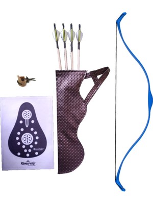 Konuralp Okçuluk Konuralp Geleneksel Okçuluk Başlangıç Genç Ok Yay Seti Mavi 4 Ok Zihgir Tirkeş 85 cm Uzunluk