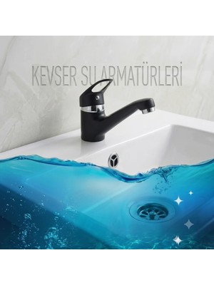 Kevser 40'lık Siyah Lavabo Gövde Bataryası