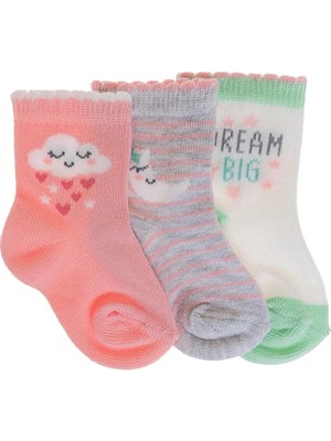 Hellobaby Kız Bebek 3lü Soket Çorap Gökyüzü Baskılı