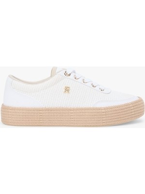 Tommy Hilfiger Th Foxıng Platform Rope Kadın Beyaz Sneakers - FW0FW09173