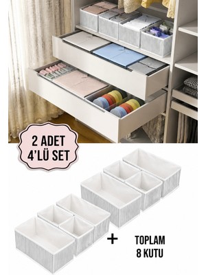 Tex Republic (2 Set) Alas 4'lü Çok Amaçlı Dolap Içi ve Çekmece Içi Düzenleyici Organizer Kutu Seti