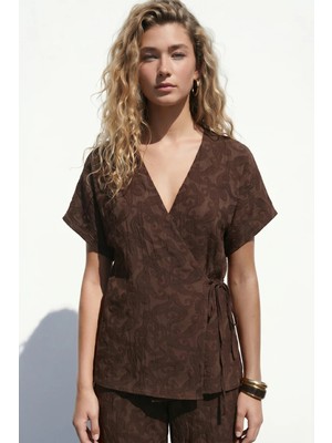 Sateen Lily Kimono - Kahve