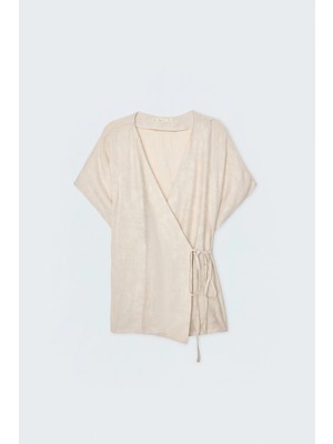 Sateen Lily Kimono - Taş