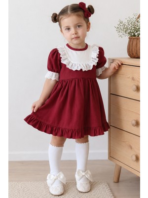 Parla Kids Kız Çocuk Ruby Fırfırlı Dantel Detaylı Kısa Kollu Elbise Bandana Takım