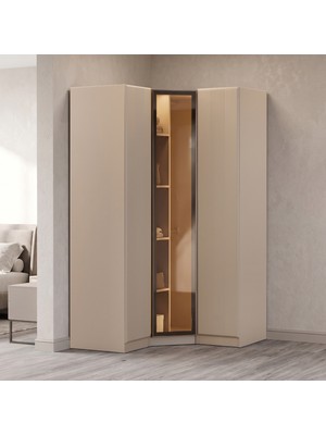 Eymense Lora Gardırop %100 MDF Köşe Modüler Giyinme Odası Dolabı