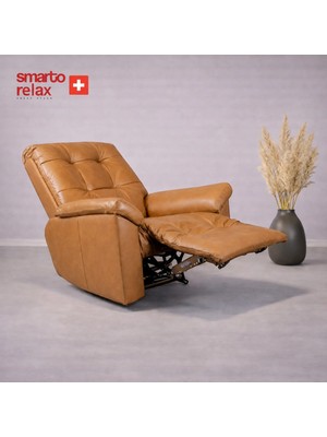 Smarto Relax TV Koltuğu Zürih VIP Elektrikli ve Döner ve Sallanan mekanımalı Sırt Dayanağı Kontrol Panelli Ergonomik Deri Dekoratif Baba Koltuğu