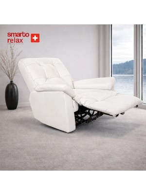 Smarto Relax TV Koltuğu Zürih VIP Elektrikli ve Döner ve Sallanan mekanımalı Sırt Dayanağı Kontrol Panelli Ergonomik Deri Dekoratif Baba Koltuğu