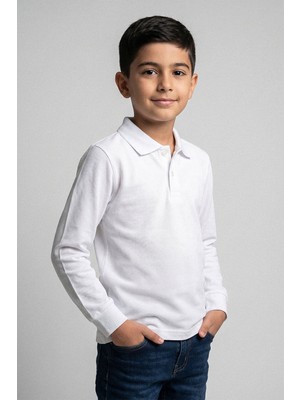 Kinderos Pamuklu Uzun Kollu Basic Düz Polo Yaka Okul Tişört - 26Y 3676