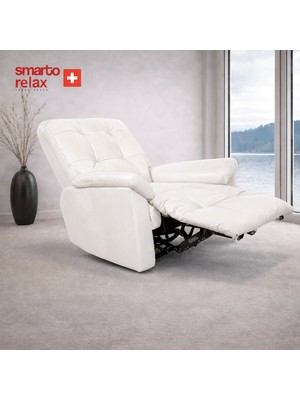 Smarto Relax TV Koltuğu Basel Elektrikli Masajlı Döner ve Sallanan Mekanızmalı Sırt Dayanağı Kontrol Panelli Ergonomik Deri Dekoratif Baba Koltuğu