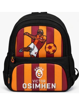 Galatasaray Lisanslı Victor Osimhen Baskılı Anaokulu Çantası - Sarı Kırmızı 2 Bölmeli Sırt Çantası