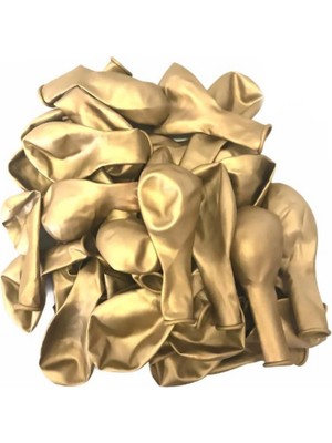 Patladı Gitti 12 Inç Krom Gold Balon 10 Adet