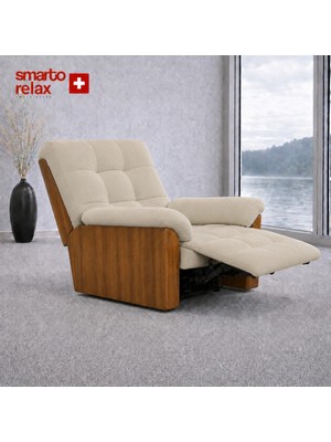 Smarto Relax Porto TV Koltuğu Elektrikli Masajlı Isıtmalı Ahşap Yan Panelli Polyester Kumaş Baba Koltuğu