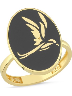 Silverize Anka Kuş Altın Kaplama Yüzük KN12