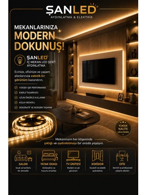 ŞANLED 3 Çipli Iç Mekan Şerit Led Tüm Mekanlar-(Trafosuz) 5,10,20,30,40,50,100m