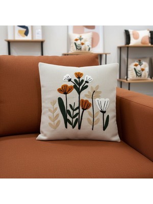 Zba Design Nakışlı Kırlent Kılıfı Çiçekler