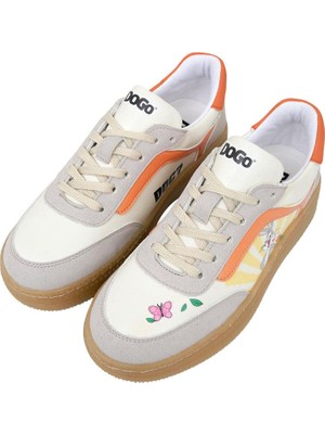 Dogo Kadın Vegan Deri Beyaz Sneakers - Warner Bros Looney Tunes Bugs Bunny Hop Into Nature Tasarım