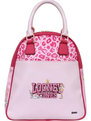 Dogo Kadın Vegan Deri Pembe Sırt Çantası - Warner Bros Looney Tunes Pink Leopard Lola Bunny Tasarım