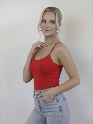 Hashtag Kadın Askılı Body Tekli Basic Ince Askılı Esnek Günlük Üst