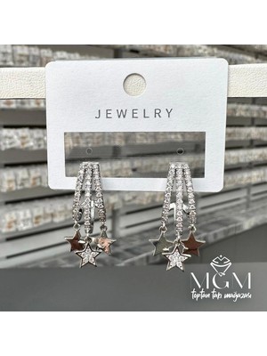 Uray Store Zirkon Taşlı Yıldız Detaylı Küpe - KP00173