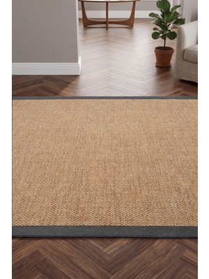 Santiva Home Monaliza Sisal Halı Biyeli Kahve Kumaş Biyeli Robot Süpürgeye Uygun Jüt Hav Toz Vermez Kolay Temizlenir Halı Yolluk Hasır