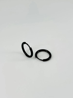 Uray Store Siyah  Çelik Erkek Küpe Çap (12 Mm) Kalınlık (2 Mm) - EKP0033