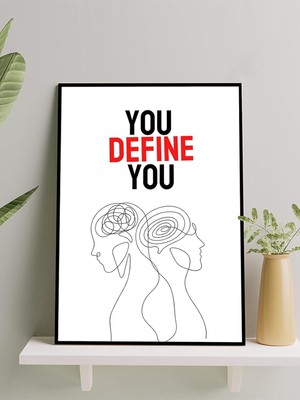 Zenwaya Store Define Yourself, Kendini Tanımla Motivasyon Çerçeveli Tablo, Çerçeveli Poster, Ofis, Çalışma Odası