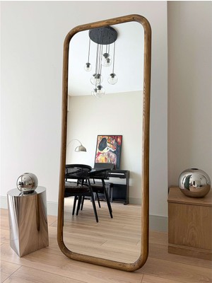 Effe Yapı Dekor Doğal Ahşap Çerçeveli 180X70 cm ( Ceviz ) Ayaklı Boy Aynası