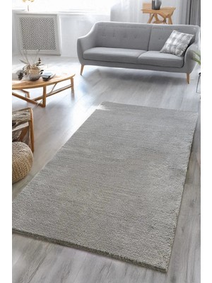 Santiva Home Gri Post Peluş Yumuşak Yıkanabilir Kaymaz Dot Taban Salon Koridor Çocuk Halısı