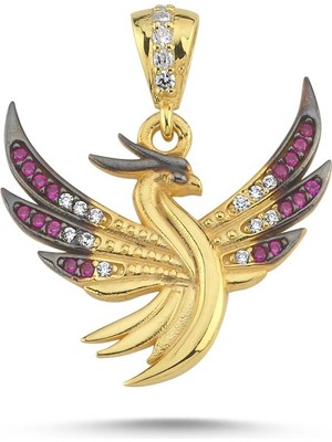 Silverize Anka Kuşu Altın Kaplama Kolye SR504