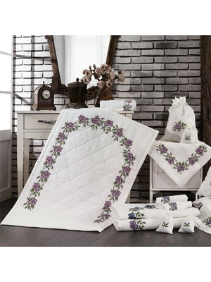 Minelya Home Mor Kanaviçe 5 Parça Seccade Bohça Seti Kaymaz Tabanlı Yüksek Kalite Linen
