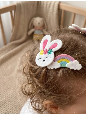 Tavşan ve Gökkuşağı Saçsız Bebek Tokası