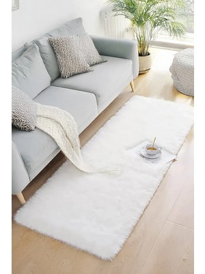 Santiva Home Beyaz Post Peluş Yumuşak Yıkanabilir Kaymaz Dot Taban Salon Koridor Çocuk Halısı
