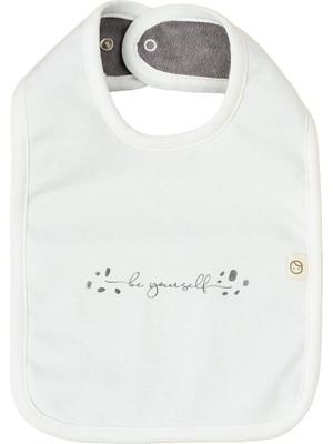 Little Gusto Organik Pamuk Sıvı Geçirmez Mama Önlüğü Beyaz Be Yourself Yenidoğan İçin