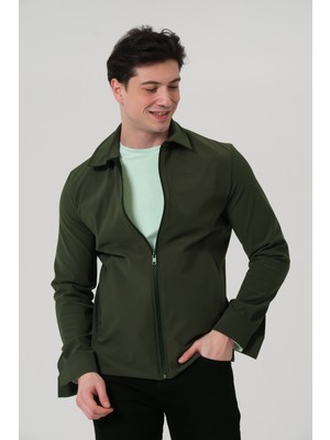 Pique Erkek Mevsimlik Ceket Fermuar Kapalı Likralı Erkek Overshirt Mont Wesley