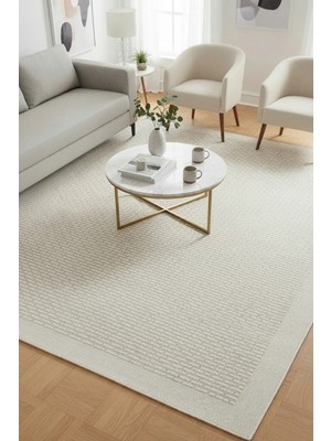 Santiva Home Bordürlü Sisal Halı Gri Krem – Kaymaz Taban, Yıkanabilir,robot Süpürgeye Uyumlu,kolay Temizlenir