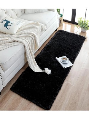 Santiva Home Siyah Post Peluş Yumuşak Yıkanabilir Kaymaz Dot Taban Salon Koridor Çocuk Halısı