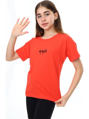 Toontoy Kids Toontoy Kız Çocuk Baskılı Bisiklet Yaka Kısa Kollu Tişört