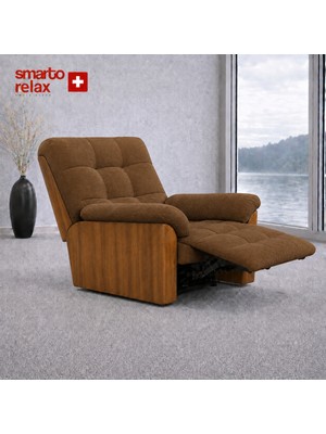 Smarto Relax Porto TV Koltuğu Elektrikli Masajlı Isıtmalı Döner Sallanan Ahşap Yan Panelli Polyester Kumaş Baba Koltuğu