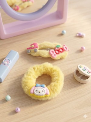 Ca Shopping My Melody Figürlü Peluş Kız Çocuk Ikili Toka Seti