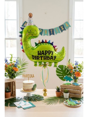 Partixa Happy Birthday Retro Dinozor Folyo Balon