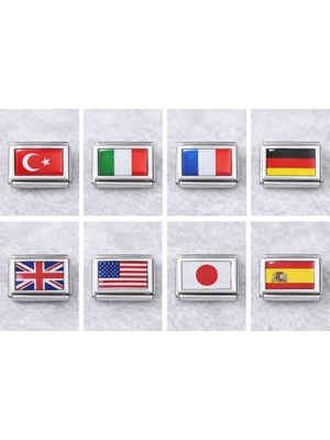 Italian Charm- Kişiselleştirilebilir Ülke Bayrak Charm Tekli