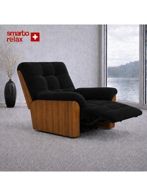 Smarto Relax Porto TV Koltuğu Elektrikli Masajlı Isıtmalı Döner Sallanan Ahşap Yan Panelli Polyester Kumaş Baba Koltuğu