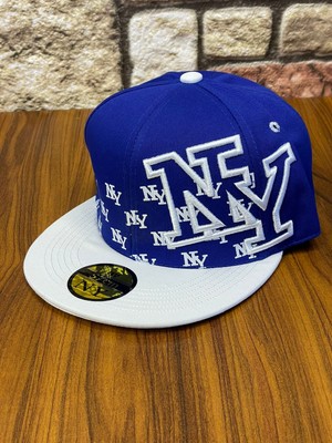 Hamze NY Yankees New York Pamuklu Hip Hop Snapback Rapper Şapka Saks Mavi Nakışlı Desenli Cap