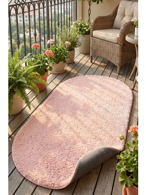 Dekozer Oval Mabel Pembe Yumuşak Tuşeli Halı|10 Farklı Renk Seçeneği Kaymaz•taban•yıkanabilir•modern