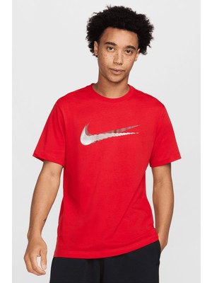 Nike Spring Swish Mens Tee Red Grafik Baskılı Erkek Pamuklu Tişört Kırmızı