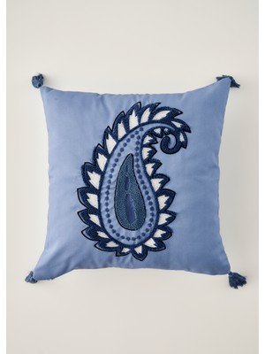 Bella Maison Paisley Punchlı Kırlent Kılıfı Mavi 43x43 cm Modern Desenli Şık Tasarım